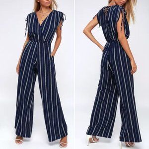 NWT Lulu's Cartagena Striped Wide Leg Jumpsuit S